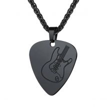 U7 Stainless Steel Electric Bass Guitar Pick Necklaces 3mm Wheat Link Chain Unisex Couple Jewelry Gift for Music Lover Fans