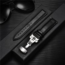 Cinturino per orologio in pelle 18mm 20mm 22mm 24mm Cinturini in acciaio inossidabile con fibbia a farfalla Bracciale in pelle Cintura da polso marrone nero