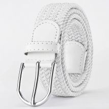 Cintura da donna di moda molto popolare da 105 cm Cintura bianca di lusso intrecciata elasticizzata in lega casual con fibbia ad ago Cinghie in vita da ragazzo in tela elastica