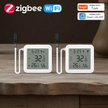 Tuya WiFi Zigbee Temperature Humidity Meter with External Probe Sensor Digital LCD Screen Thermometer for Fish Tank Freezer