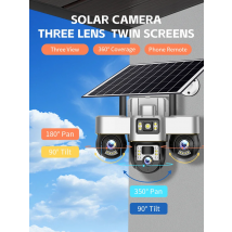 15MP 4G Three PTZ Solar Camera Three screen PIR Human Tracking Security CCTV Surveillance IP Camera PTZ control for all 3 Lens