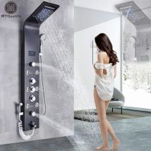 Czarna dioda LED Bateria prysznicowa Łazienka SPA Masaż Jet System kolumn prysznicowych Wodospad Deszcz Panel prysznicowy Bidet Spryskiwacz Tap