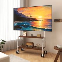 Soporte de TV móvil de piso rodante de acero inoxidable para televisores con pantalla LCD LED de 32-75 pulgadas Carro de TV con capacidad para hasta 110 libras máx. VESA 600x400 mm