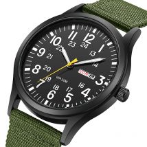 Orologio da campo TPW, cinturino in tessuto da lettura facile, display 24 ore, movimento al quarzo
