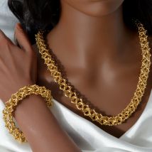 Hiphop Punk Curb Cuban Link Chain Necklace for Women Man Statement Italian 18K Gold Color Choker Trendy Daily