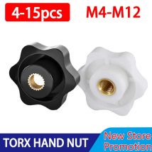 4-15 stücke M4 M5 M6 M8 M10 M12 Daumen Knopf Mutter Schwarz Weiß Spann Griff Pflaume Gewinde Hand mechanische Manuelle Straffen Stern Muttern