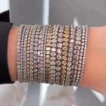 Iced Out Bling Weiß Rosa Regenbogen CZ Tenniskette Armband für Frauen Hochwertige Iced Out Bling Schmuckkollektion