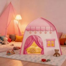 Kinder-Partyspielzelt, Rosa Spielhaus-Spielzeug mit Rosa Blumendesign, Spielzeug-Schlosszelt für Frühes Lernen und Fantasiespiel, Prinzessinnen-Märchen-Spielzelt für Mädchen, Geheimbasis für Kinder,