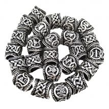 24 Stück Runen-Metallperlen Wikinger-Schmuckperlen für Haare, Bart, geflochtene Charms, Armbandherstellung, Schmuckhandwerk, Großhandelszubehör