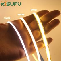 3 mm, 5 mm, 8 mm, COB-LED-Streifen, DC 5 V/12 V/24 V, flexible LED-Streifen mit hoher Dichte und selbstklebender TV-Hintergrundbeleuchtung, Heimschrankbeleuchtung