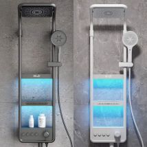 Luxus Smart Badezimmer Fuacet Dusche System LED Digital Display Thermostat Mischer Dusche Panel SPA Massage Zurück Spray Dusche Set Weißer grauer moderner Multifunktion mischer Dusch hahn