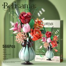 Kreative Expert Rose Ewige Blume Mit Vase Bausteine Gänseblümchen Topfpflanze Hause Dekoration DIY Spielzeug Valentinstag Mädchen Geschenk