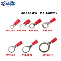 10 pezzi 100 pezzi 50 pezzi rosso RV1.25- 3 4 5 6 8 10 12 anello connettore cavo isolato terminale a crimpare elettrico connettore cavo AWG