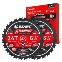 EZARC 6-1/2 Inch Circular Saw Blade 24T/40T/60T, 2pcs FRAMING Blades for Cutting Wood, Nail-Embedded Wood, Ultra-Thin 1.5mm Kerf