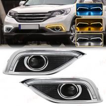For Honda CRV CR-V 2012 2013 2014 LED DRL Daytime Running Light Daylights Dynamic Turn Signal Fog Lamps White Yellow Blue 12V