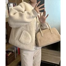 Lamm Wolle Weste Frauen Mode Gestellte Faux Pelz Weste Jacke Koreanische Ärmel Flauschigen Mäntel Winter Einreiher Outer