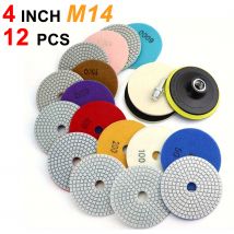 12pcs 4 Inch 100mm  Diamond Polishing Pads with 5/8" 11 Backer Pad Wet/Dry Granite Stone for Concrete Marble Stone