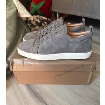 Concise Grey Suede Leather Lace Up Sneakers Unisex Men Women Low Cut Mixed Color Outdoor Casual Shoes Skateboard Flats Footwear