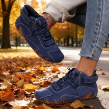 Neue Damen-Leder-Design-Schuhe, leicht, einfach, bequem, atmungsaktiv, geeignet für Outdoor-Radfahren, Wandern, Stiefel mit flachem Boden