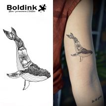 Boldink Floral Whale Temporäres Tattoo, hält bis 15 Tage, neue Technologie, magischer, wasserfester, semi-permanenter Aufkleber.