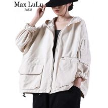 Max LuLu Herbst Neue Jacke 2021 Frauen Weiß Mit Kapuze Zipper Mantel Beiläufige Lose Streetwear