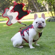Arnés de Bulldog francés sin tirones con agarre para mascotas, suministros para caminar al aire libre para perros pequeños y medianos, arneses reflectantes fuertes para perros