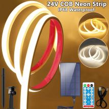Strisce di luce al neon solare COB 24V Luci flessibili solari Impermeabile IP68 Bianco caldo 1m 2m 3m 4m 5m Striscia LED per la decorazione del giardino
