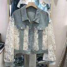 2026 Sommer Neue Streetwear Stickerei Spitze Patchwork Sexy Jeansjacke Damen Ausgefranste Quasten Lose Korea Blaue Jeansjacke Oberbekleidung