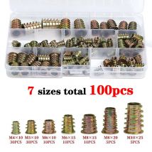 100Pcs M4 M5 M6 M8 M10 Threaded Hex Insert Nut Drive Driver Wood Screw Brass Inserts Nuts Furniture Hex Socket Screw Inserts