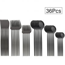 36Pcs Geschirr Sets Edelstahl Geschirr Set Schwarz Besteck Spiegel Messer Gabel Dessert Löffel Luxus Westlichen Besteck Set