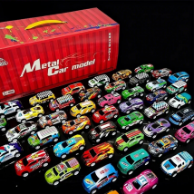 48 Pieces Mini Alloy Car Pull Back Vehicle Model Inertia Race Car Container Storage Box Parking Lot Children Toy Kid Xmas Gifts