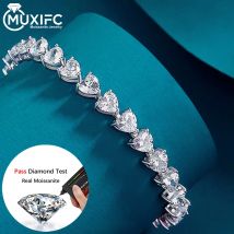 MUXIFC Bracciale tennis Moissanite con taglio a cuore da 3 mm per donna Lab Diamond GRA certificato D VVS1 Bracciale a maglie in argento 925 Gioielli di lusso