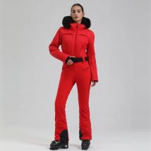 GSOU SNOW One-piece Ski Suit Women Thickening Snowboard Female Overalls Winter Windproof Waterproof Breathable  Skiing Suit