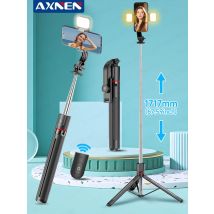 AXNEN F15 Extendable Selfie Stick Tripod 1717mm Stand for Cell Phone Removable Bluetooth Remote 360° Rotation Fill Light Option