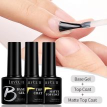 LILYCUTE 7ML No Wipe Top Coat Base Gel UV Gel Semi Permanent Soak Off UV LED Nail Art Varnish Nail Polish Manicure
