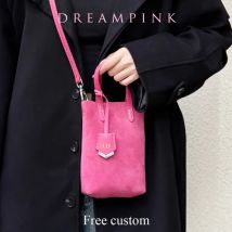 Luxus Kleine Wildleder Frauen Telefon Tasche Benutzerdefinierte Buchstaben Weibliche Umhängetasche Umhängetasche Personalisieren Buchstaben Top Griff Mobile Tote Geldbörse