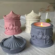 1 zestaw silikonowych form odlewniczych z pokrywką, kształt karuzelki, uchwyt na długopis, formy epoksydowe do przechowywania biżuterii DIY Organizer