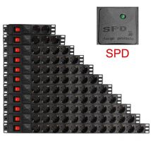 2/12 unidades PDU gabinete de red estante distribución de regleta 16A 250V toma de corriente estándar europea con interruptor SPD cable de 2M