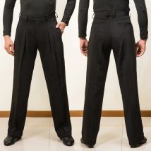 Pantaloni da ballo latino neri per uomo Abiti da pratica di ballo da sala Valzer Tango Salsa Pantaloni da competizione in costume da ballo DNV17983