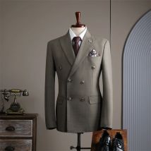 KIDWHXR Anzug Mantel Mann Frühjahr Neue Einfache Feste Farbe Plaid Schlanke Männliche Oberbekleidung Drehen Unten Kragen Langarm Tasche Männer Blazer