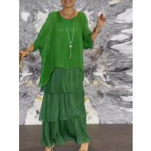 Elegante Druck Kleid Weibliche Casual O Neck Pullover Rüschen Lose Lange Kleider Für Frauen Sommer Mode Kleider Frauen Kleidung