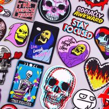 Stay Focused Toppe fusibili Hippie Iron On Patch per vestiti Toppe ricamate con teschio punk per jeans/giacca Distintivi speciali Fai da te