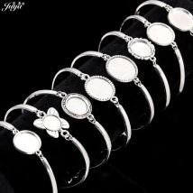4pcs/lot Cabochon Bracelet Base Inner Size 12/14/18/20mm Bangle Cameo Tray Settings For DIY Jewelry Making Supplies Accessories