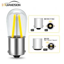 2Pcs AC/DC6V Signal Light BA15D LED 1156 BA15S P21W 2 Filamento Bulb Car Accessory Brake Warning Reverse Lamp 6000K Warm White