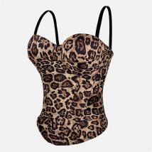 Sexy Leopard Fischschuppen Korsett Camisoles Bustiers BH Party Club Streetwear Dessous Look Bühnenkostüme