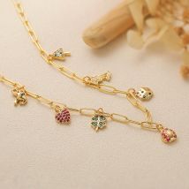 HECHENG, Collana in acciaio inossidabile con pendente colorato in dopamina vintage francese, catena alla clavicola, gioielli di moda dolce da donna, 1 pz