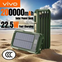 VIVO 200000mAh Large Capacity Solar Power Bank 4 in 1 Built in Cable Intelligent Digital Display Laser Light for Samsung iPhone