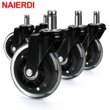 NAIERDI 5PCS Ruote girevoli per sedia da ufficio Ruote girevoli in gomma girevoli da 3 pollici Rulli morbidi e sicuri Ferramenta per mobili