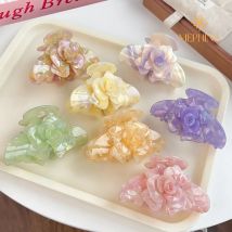 MEPHINA Fermagli per capelli con fiore in rilievo Artigli per capelli con fiore Artiglio per capelli lucido Fermaglio per capelli da fata Accessori per artigli per capelli eleganti per le donne