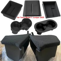 Für Tesla Modell Y Juniper 2025 Zubehör Hinten Stamm Lagerung Organizer Box Center Konsole Armlehne Box Organizer Tasse Halter Matte